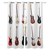 ZDLLDZ Chitarra elettrica Musica Tende oscuranti per la camera dei bambini Tende per bambini Camera da letto per bambini Soggiorno Tenda per finestra 135x250 cm/53x98 pollici (LxA) x2
