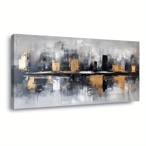 Tableau abstrait moderne pour habiller un grand mur vide de salon 55x110
