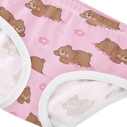 Cute Bear Flowers Floral Pink Toddler Girls's Underwear 2T 23022394