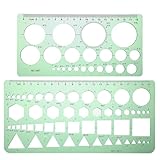 Elegaperma 2 Stück Lochschablone, Kreisschablone Technisches Zeichnen, Kreisschablonen, Langlebige Zeichenschablone zum Zeichnen von Kreisen, Dreiecken, Quadraten und Sechsecken