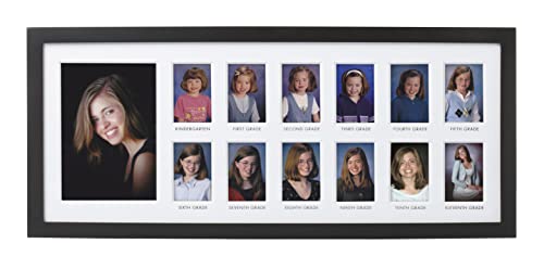 Image of Pearhead School Days Graduation Frame, Celebrate Milestones By Sharing Photos from Kindergarten to Graduation, Graduation Party Decor, K-12 School Picture Frame, Wall Mount, 13 Photos