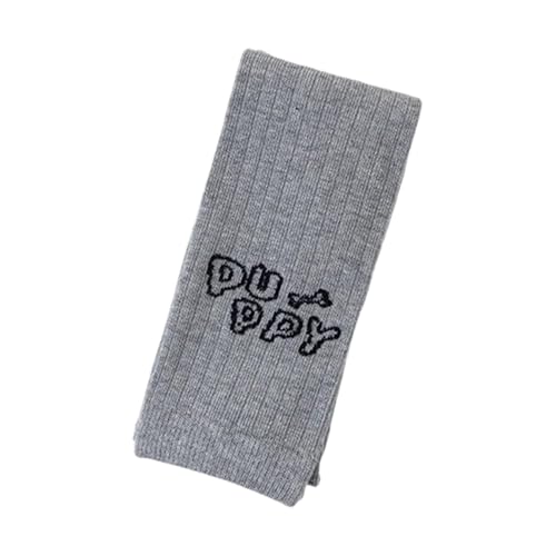 Leggings Toddlers Girls Grey Cartoon Dog Embroidery Knit Cotton Footless Ribbed Lines Crew Cuffs Cute Casual Classical Toddler Girl Tights 1 Pair 3-4 Years