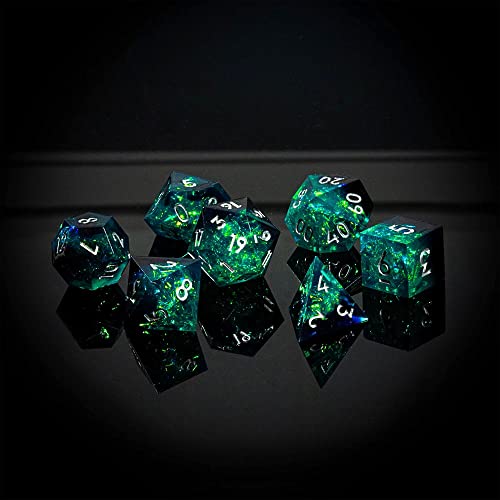 Image of 1985 Games Sharp Edge DND Dice Set - Surge 7 Piece Polyhedral Dice in Retro VHS Box - TTRPG Tabletop RPG Game Accessory