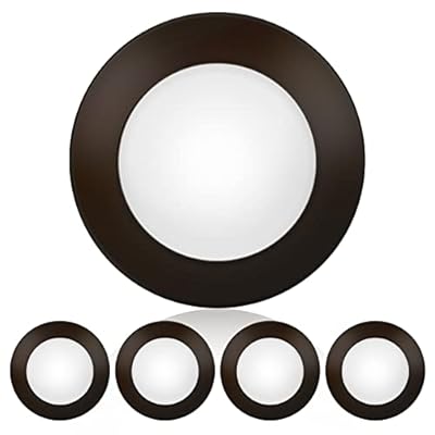 ECOELER 4 Inch Flush Mount Dimmable LED Disk Light, 3000K Warm White, 650lm Round Bronze Low Profile Recessed & Surface Mount Disk Light, 4 Pack