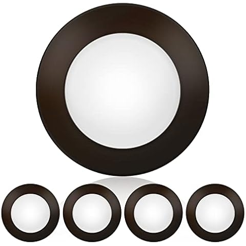 ECOELER 4 Inch Flush Mount Dimmable LED Disk Light, 3000K Warm White, 650lm Round Bronze Low Profile Recessed & Surface Mount Disk Light, 4 Pack, ETL Listed Cover