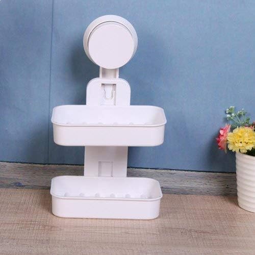 Image of 2 Layer Soap Dish Bar Holder Self Adhesive Double Layer Drawer Draining Holder Kitchen Sponge Storage Box Bathroom Organizer (2, Double Layer Soap Holder)