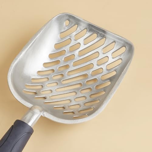 Chibuy – Colher de areia para gatos com dentes redondos de metal/dentes arredondados, bastões de are