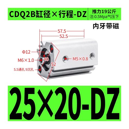 Cylindre mince compact pneumatique double effet à aimant intégré CQ2B CDQ2B - 3