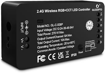 GLEDOPTO Zigbee Pro RGBCCT LED Strip Controller RGB CCT RGBW RGBWW 5 in 1 Compatible with SmartThings Amazon Echo Plus App/Voice Control Zigbee Pro RGBCCT Controller with Reset Key