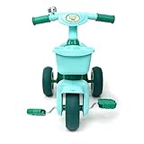 Green Toddler Tricycle with Bell Whistle, Pedals and Basket - Ride On Tricycles for Small Children and Kids - Baby's First Bike - Triciclos para Niños