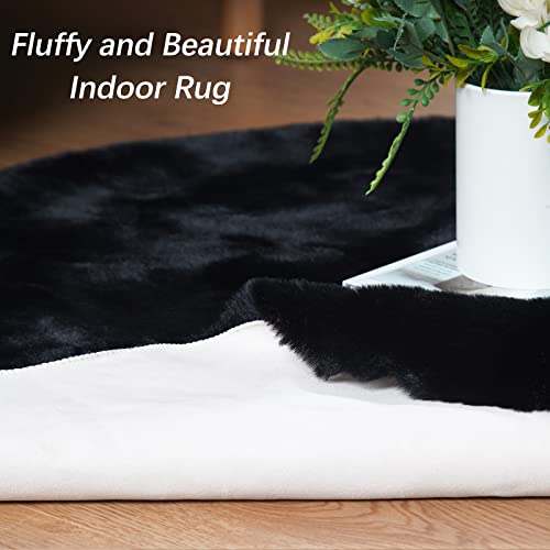 Latepis Black Carpet Area Rugs Runners 2X6 Faux Rabbit Fur Rug Fluffy Shag Rug Washable Furry Rug For Living Room Bedroom Nursery Floor Rug Room Carpet Sheepskin #TOP3