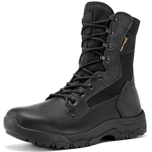 Image of FREE SOLDIER Men's Tactical Boots 8 Inches Lightweight Combat Boot Durable Suede Leather Military Work Boots Desert Boot(Black 7)