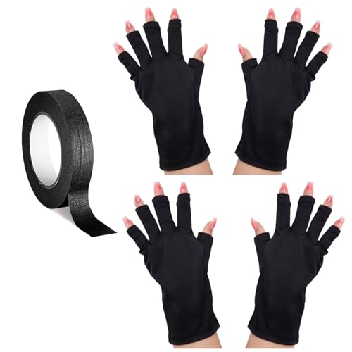 SYJINHUASY 2 pares de guantes anti UV para lámpara de uñas UPF50+ guantes de protección UV para manicura, guantes ultrafinos sin dedos para el cuidado de la piel, guantes anti UV que protegen las