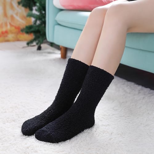 Image of CHOWISH Womens Fuzzy Slipper Socks Super Soft Microfiber Fluffy Cozy Winter Warm Fuzzy Crew Socks