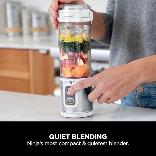 Image of Ninja BC151WH Blast Portable Blender, Cordless, 18oz. Vessel, Personal Blender-for Shakes & Smoothies, BPA Free, Leakproof-Lid & Sip Spout, USB-C Rechargeable, Dishwasher Safe Parts, White