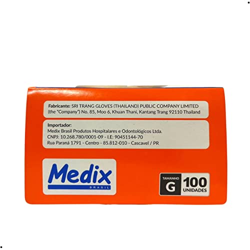 Medix Luva Descartável Látex Com Pó Tamanho:G - 100 Unidades