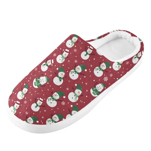 Fuzzy Memory Foam Slippers for Women/Men Snowmen Pattern Fluffy Winter House Shoes Indoor and Outdoor