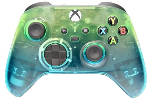 Image of Wireless Custom Controller Compatible with PC, Windows 10+, Series X /S & One (Series X /S Clear Green & Blue)