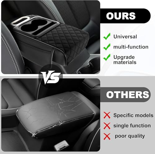 Image of 5-in-1 Arm Rest Cover Universal Armrest Storage Box Upgrade Memory Foam Console Cover with Cup for Car Phone Tissue Box Holder