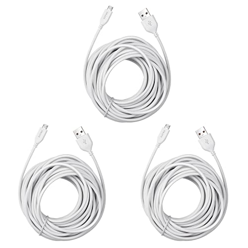25ft Extension Cord Replacement for Wyze Cam Pan V2 V3, Yi Home Camera, Micro USB Cable 8M Long White (3-Pack) 25ft Extension Cord Replacement for Wyze Cam Pan V2 V3, Yi Home Camera, Micro USB Cable 8M Long White (3-Pack)