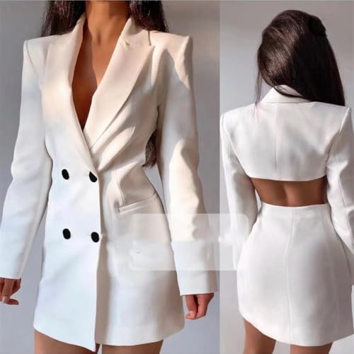 Women's Sexy Backless Dress Suit Jacket Double Breasted Blazer for Party Dinner3