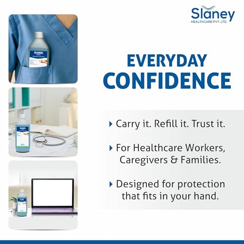 Image of Slanol Alcoholic Hand Rub - 500ml Surgical Grade Hand Sanitizer with 75% Isopropyl Alcohol & Moisturizer, Kills 99.9% Germs, Professional Disinfectant for Medical & Home Use (Pack of 2)