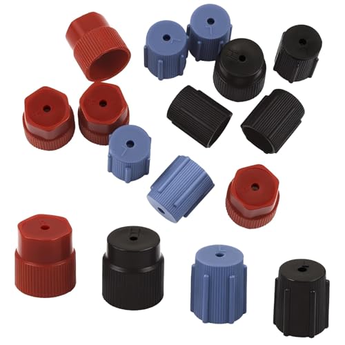 20 Pcs 13mm & 16mm Car AC Service Valve Cap AC High Low Pressure Port Caps, AC System Port Sealing Kit for Car Air Conditioning Service Repair Parts (Red Blue Black)