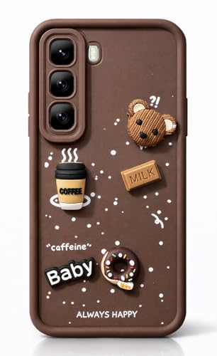 Image of Bintage Ball Bear| Donut| Milk Cake| Baby| Coffee Rubber Case Camera Protection Back Cover Compatible for Infinix Hot 50 5G - Brown