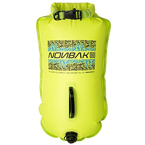 Nonbak boya estanca natación Color Lima 28L Nadadores,Aguas Abiertas, Kayak, Paddle Surf. Ideal para Guardar Cosas. Bolsa Seca. 100% Impermeable