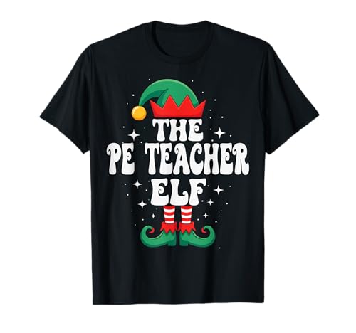 The PE Teacher Elf Funny Christmas Matching Family Group T-Shirt