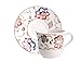 Churchill B112039 - Tazas de té con platillos, Juego de 12 Unidades (6 Tazas/6 Platos), Porcelana, Multicolor