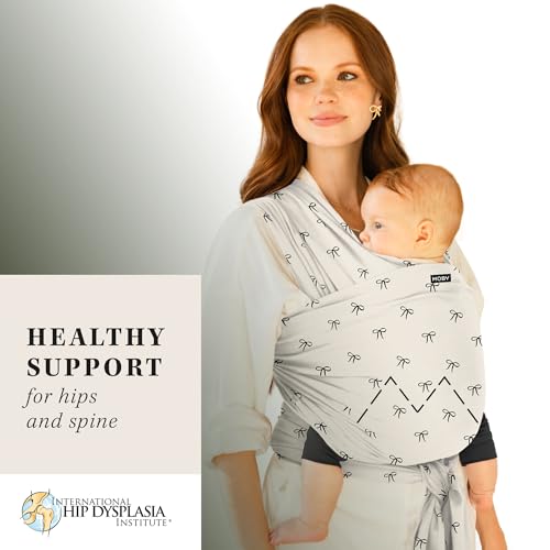 Image of Moby Baby Wrap Carrier Classic for Newborns to Toddlers (8-33lbs), Infant Sling Carrier, Lightweight & Hands Free Design, Adjustable for All Body Types (Belles & Bows)
