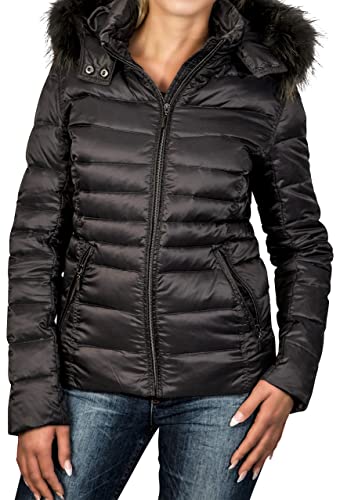 SOVENTUS FASHION Winterjacke Echtfell Jacke kurz Pelz Daunenjacke echt Fellkapuze Cover