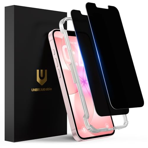 UNBREAKcable Privacy Screen Protector for iPhone 17e Shatterproof Tempered Glass [True 28Anti Spy] [9H Hardness] [Easy Installation Frame] Private Protector for iPhone 17e 6.1inch-2 Pack