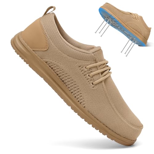 Image of VikoViren Slip On Steel Toe Shoes Men Loafers Safety Work Sneakers | Non Slip, Puncture Proof, Lightweight, Comfortable, Breathable, Indestructible Loafers Construction Shoes, Tennis, Casual