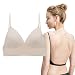 BOFUNX Soutien-Gorges sans Armature Bralette Col V Profond Dos Nu Bretelle Ajustable Triangle sous Vêtement Bakcless Rembourré Invisible sans Boucle Confortable Femme (S, Beige)