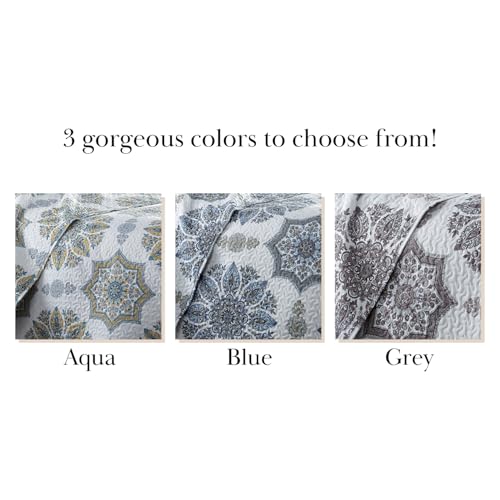 Image of Southshore Fine Living, Inc. Twin Daybed Cover Set, Twin Mattress Cover for Daybed Bedding Set, 3 Pillow Shams, Bedskirt, Throw Pillow - Day Bed Bedding Sets, Day Bed Quilt Covers, Infinity Aqua