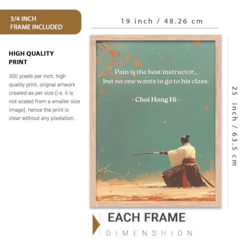 Image of kotart Japanese Samurai Motivational Art Framed Posters for Living Room Bedroom Gaming Room Studio | Aesthetic Japanese Theme Samurai Poster with Frames Wall Decor Set Of 3 (19X25 inch)
