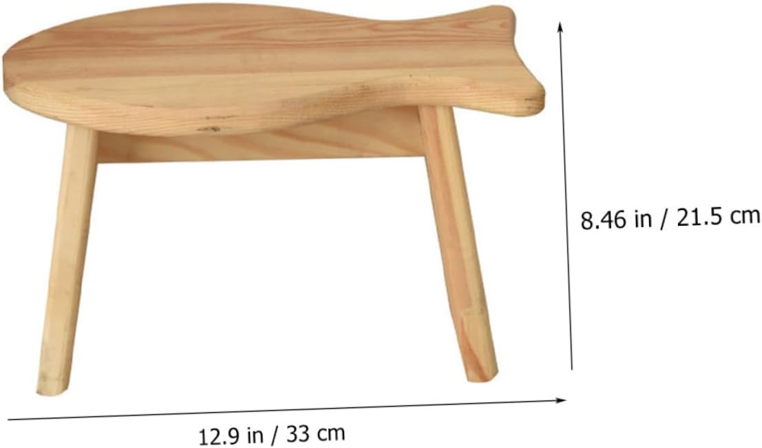 Solid Wood Fish-Shaped Stool for Boy Girl Portable Low Stool for Home Use for Shoe Changing Bathroom Living Room and Entryway Decor Safe and Sturdy Design