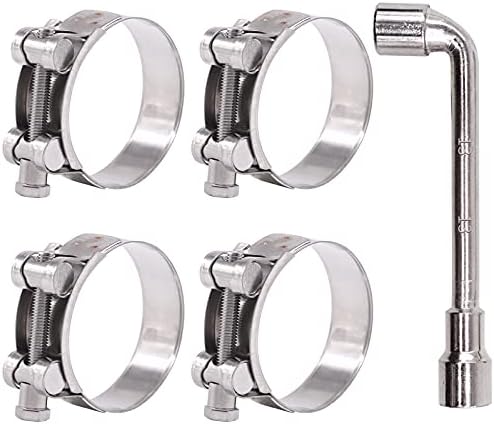 Glarks 4Pcs 68-73mm T-Bolt Hose Clamps 304 Stainless Steel Heavy Duty Ear Clamp Tube Clamp Adjustable Pipe Clamps for 2.7''-2.9'' Dia Range Hose (68-73MM)