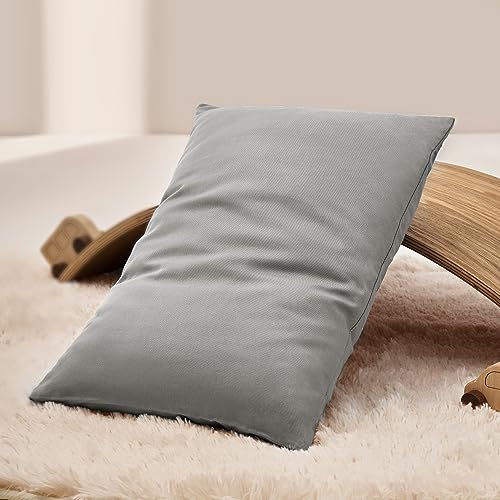 Image of TILLYOU Cotton Toddler Pillowcases - 2 Pack Toddler Travel Pillowcases Machine Washable & Super Soft, 14.5x20 Inches, Gray