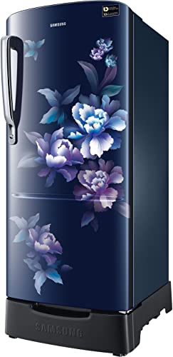Image of Samsung 183 L, 4 Star, Digital Inverter, Direct-Cool Single Door Refrigerator (RR20C2824HV /NL, Himalaya poppy Blue, Base Stand Drawer)