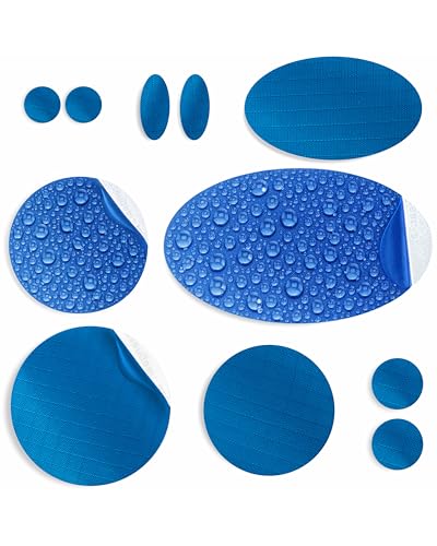 aZengear Repair Patches for Jackets, Tent, Shoe Toe, Air Mattress, Inflatables, PVC Gear - Waterproof, Self-Adhesive, Tear-Cold-Heat-Resistant, Down Puffer Coat (11 Pieces, Blue)