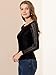 Allegra K Women's Lace Tops Sheer Dressy Casual Floral Lace Long Sleeve Tops 3X-Large Black