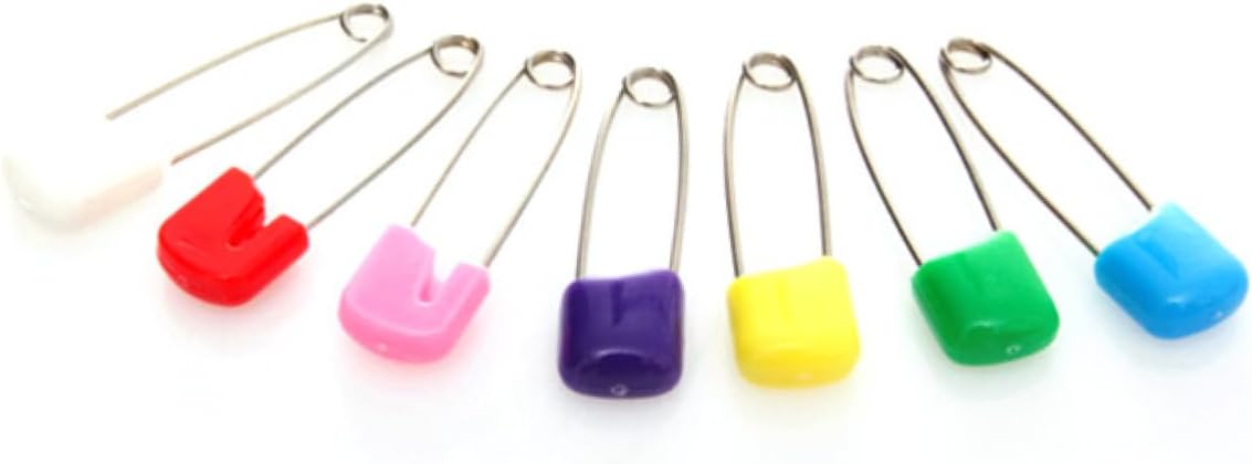 NUOBESTY 72pcs Pack Assorted Stainless Steel Safety Pins Diaper Pin Cloth Rustproof for Boy Girl Adults