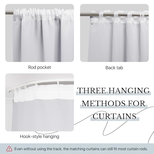 Image of RYB HOME Blackout Extra Wide Room Divider Curtains with Flexible Silent Track Wall /Ceiling Mount, Floor to Ceiling Curtain with Hooks for Living Room /Bedroom, White, W180 x L108, 1 Panel