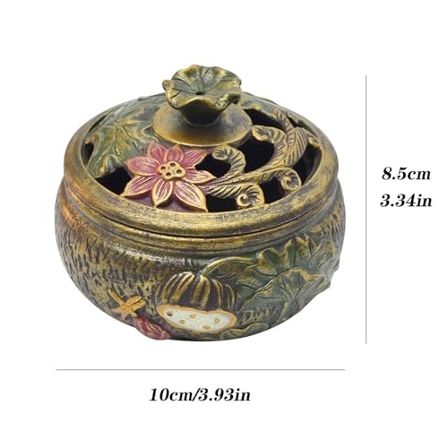 Accessoires de méditation TUSUOD et brûleur d'encens rétro lotus - 3