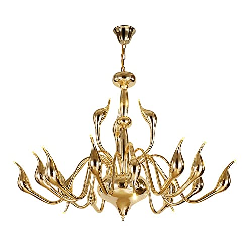 Elegante lampadario a LED a Forma di Cigno Color Argento - Stile Art Déco a 6 Candele, Compatibile con lampadine G4, Perfetto per Ambienti Moderni e Loft, Illuminazione d'arredo di