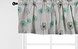 Patterned Window Valance - 16 x 60 - 100% Cotton (Turquoise/Grey Dandelion)
