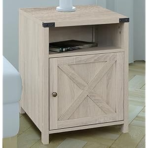 Rainbowsophianightstandfarmhousebedsidetablewithcabinetandshelves18x18x24incheswhiteoak Urban Country Home Decor Rainbow sophia nightstand farmhouse bedside table with cabinet and shelves 18 x 18 x 24 inches white oak urban country home decor